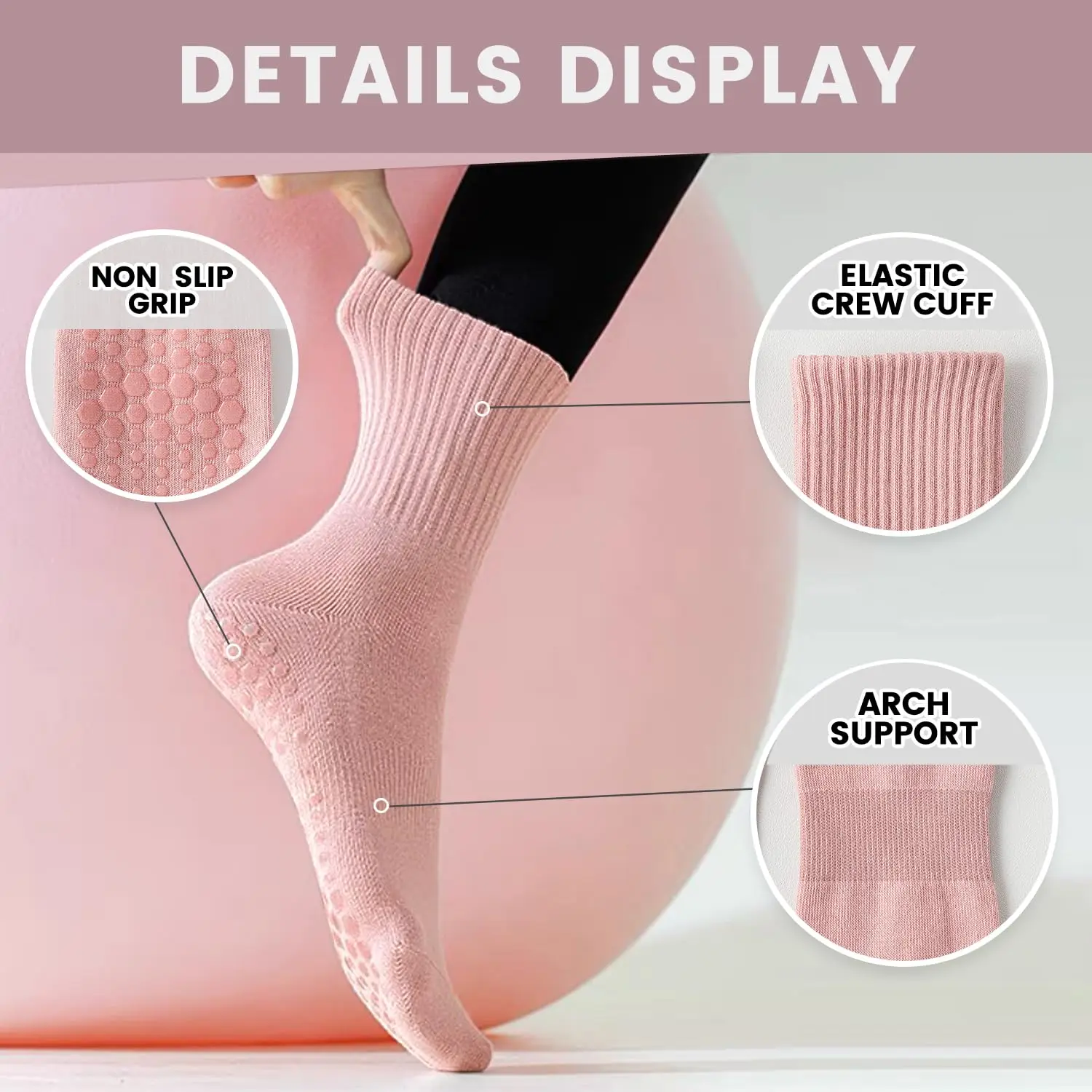 4 pairs of women's yoga socks, - Pilates With Yoga ulasan dan harga
