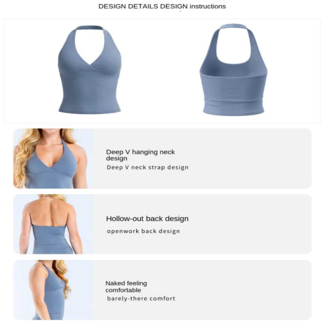 Bra Halter V-Neck Yoga Tank To - Pilates V Yoga ulasan dan harga